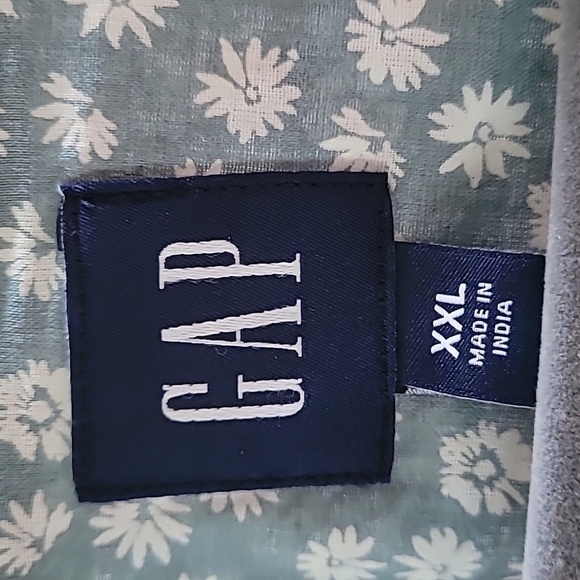 GAP Sage Green Floral and White Double Tie Front 3/4 Sleeve Peasant Blouse Top - Picture 8 of 9